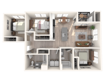 South Ridge Apartments West 3 Bed A Floor Plan