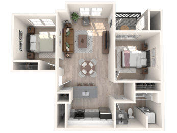 South Ridge Apartments East 2 Bed A Floor Plan