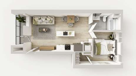 1Bed 1Bath Floor Plan at Spring Woods Apartments, Salem, OR, 97305