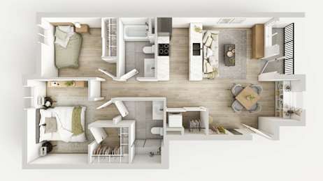 2Bed 2Bath Floor Plan at Spring Woods Apartments, Salem, OR