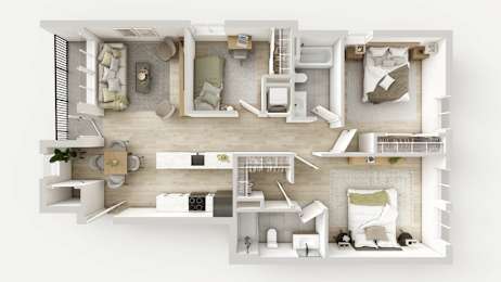 3Bed 2Bath Floor Plan at Spring Woods Apartments, Salem, 97305