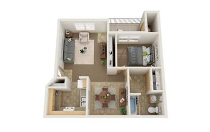 Stone Ridge Apartments in Eugene, Oregon One Bedroom Floor Plan