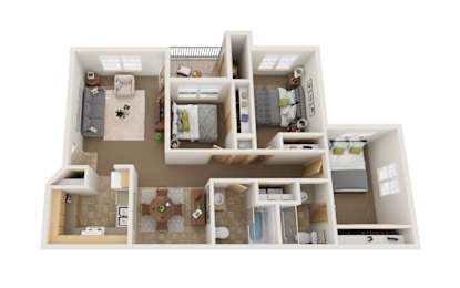 Stone Ridge Apartments in Eugene, Oregon Three Bedroom Floor Plan