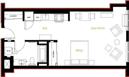 The George Besaw Apartments Studio B Floor Plan