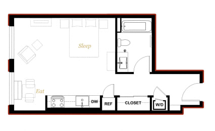 The George Besaw Apartments Studio C Floor Plan