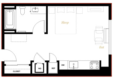 The George Besaw Apartments Studio D Floor Plan
