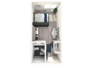 The Rivet Apartments Studio Small Floor Plan
