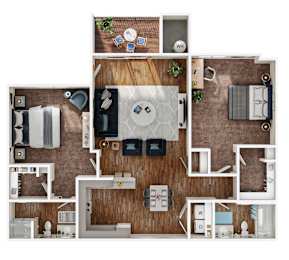 Table Rock Apartments in Flagstaff, Arizona 2 Bedroom 2 Bathroom Floor Plan