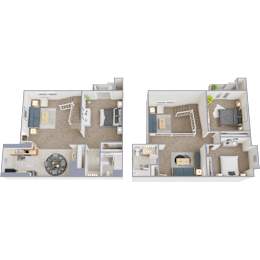 Two floor plan images of a house layout.