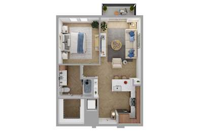 The Brentwood Apartments in Austin, Texas A3a Floor Plan