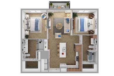 The Brentwood Apartments in Austin, Texas B2a Floor Plan