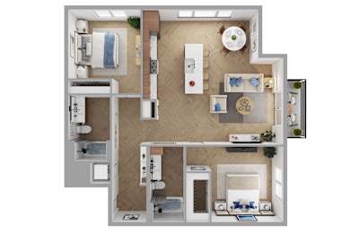 The Brentwood Apartments in Austin, Texas B3a Floor Plan