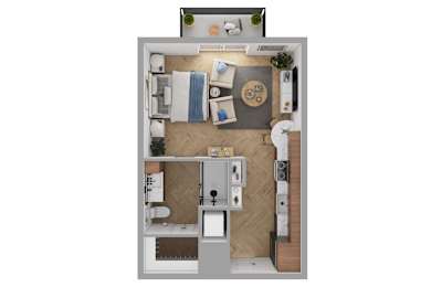 The Brentwood Apartments in Austin, Texas S1a Floor Plan