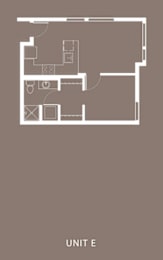 A floor plan of a unit E is displayed.