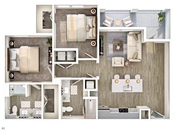 A series of images showing different layouts of a bedroom.