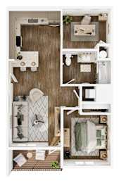 The Elowen in Lacey, WA One Bedroom Apartment with Den Floor Plan