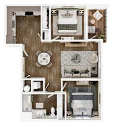 The Elowen in Lacey, WA Two Bedroom Floor Plan