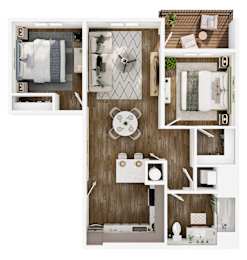 The Elowen in Lacey, WA Two Bedroom Floor Plan