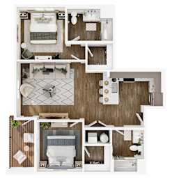 The Elowen in Lacey, WA Two Bedroom Apartment Floor Plan