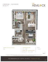 The Hemlock 2 Bed 2 Bath 7 Floor Plan at The Hemlock, Seattle, WA