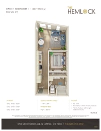 The Hemlock Open 1 Bed 1 Bed 3 Floor Plan at The Hemlock, Washington