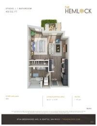 The Hemlock Studio 4 Floor Plan at The Hemlock, Seattle, 98103
