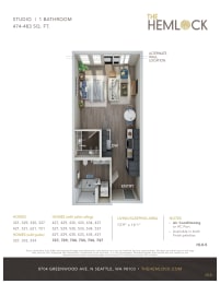 The Hemlock Studio 5A-5C Floor Plan at The Hemlock, Seattle, Washington