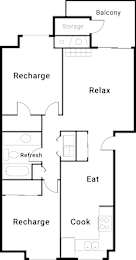 The Lucent Apartments in Tacoma, Washington Two Bedroom Floor Plan