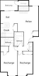 The Lucent Apartments in Tacoma, Washington Two Bedroom Floor Plan