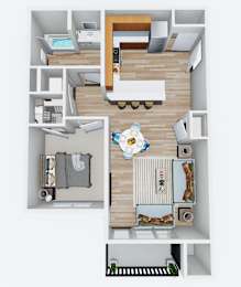 The Northern at Coeur d'Alene Apartments One Bedroom Floor Plan