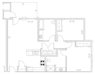 2Bedroom Floor Plan at The Park at Medical Lake, Medical Lake, 99022