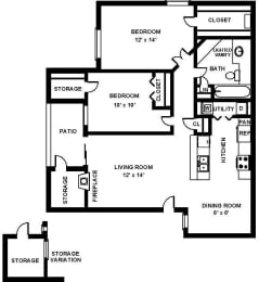 Fulton's Crossing and Landing 2D Floor Plan - The Charleton 2b1b