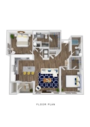 The Edison at Bozeman Apartments Pine Creek 3D Floor Plan