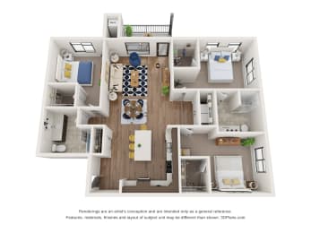 Vicinity at Horn Tides Three Bedroom Two Bathroom Floor Plan