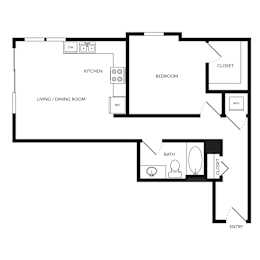 Towne Apartments in Seattle, Washington A22.1 Floor Plan