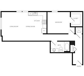 Towne Apartments in Seattle, Washington A22.2 Floor Plan