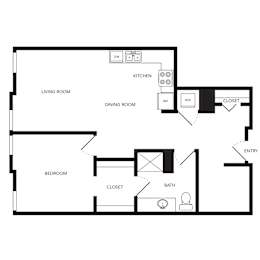 Towne Apartments in Seattle, Washington A23 Floor Plan