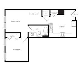 Towne Apartments in Seattle, Washington A5 Floor Plan