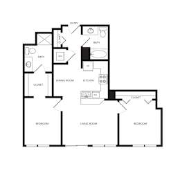 Towne Apartments in Seattle, Washington B2 Floor Plan