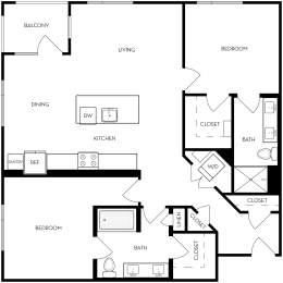 Trovita Rio Apartments in Tempe, Arizona 2x2 Floor Plan