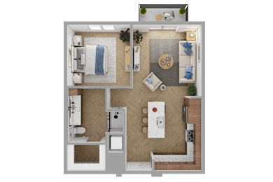 a floor plan of a home with a bedroom and a living room