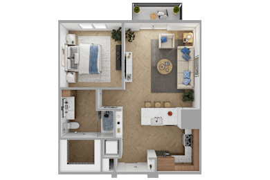 a floor plan of a house with a bedroom and a living room
