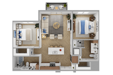 a floor plan of a house with a bedroom and a living room