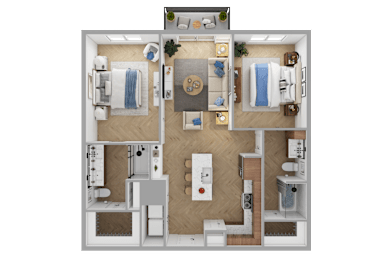 a 3d rendering of a floor plan of a house