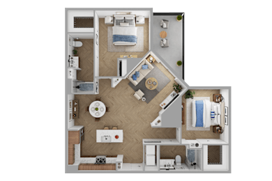 a floor plan of a house with a bedroom and a living room