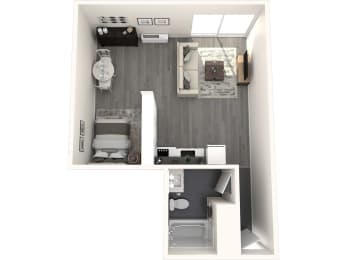 a floor plan of a 1 bedroom apartment at the kessler residences