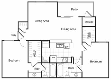 Valley Ridge Apartments in Lewisville, Texas B2 Floor Plan