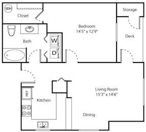 Village on Broadway Apartments in Spokane Valley, Washington One Bedroom Floor Plan