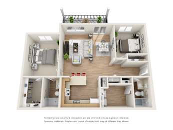 Villas at Tullamore Apartments in Post Falls, Idaho Two Bedroom Floor Plan