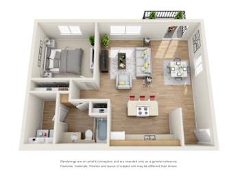 Villas at Tullamore Apartments in Post Falls, Idaho One Bedroom Floor Plan